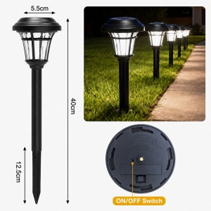 Set 6 Lampi Solare de gradina, awwaline, negru, Senzor de lumina, IP65 impermeabil, lumina LED calda, 3000K - Img 6