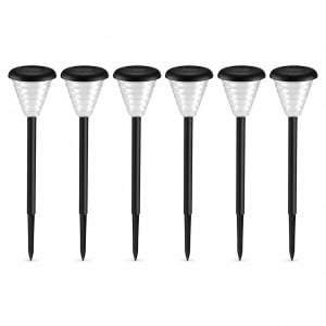 Set 6 Lampi Solare de gradina, awwaline, negru, Senzor de lumina, IP65 impermeabil, lumina LED calda, 3000K, ideale pentru curte, alee
