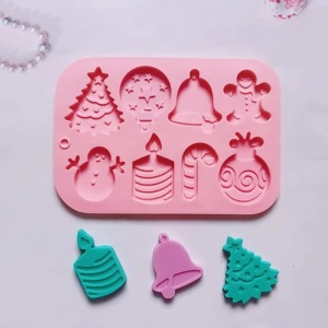 Set 8 forme silicon de Craciun, awwaline, roz, ideale pentru ciocolata, bomboane, turta dulce, produse patiserie - Img 3