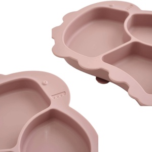 Set hranire bebelusi 4 piese pentru diversificare, awwaline, roz, silicon, BPA free, farfurie cu ventuza, pahar, lingurita si baveta - Img 6