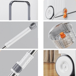 Set mop rotativ cu galeata, awwaline, Alb/Gri, storcator centrifuga, galeata portabila 10 litri, 4 rezerve mop, sistem evacuare apa - Img 5