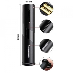Set tirbuson electric si accesoriu taiere sigiliu, awwaline, negru - Img 4