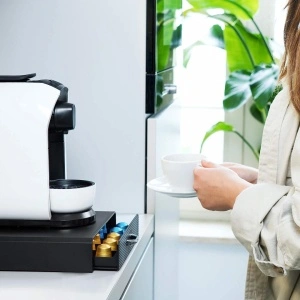 Suport 50 capsule cafea, awwaline, negru, 40x24x6 cm, compatibil Nespresso, Lavazza, Tchibo Cafissimo - Img 3