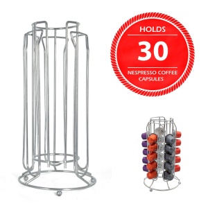 Suport metalic 30 capsule cafea, argintiu, 9.5 x 25 cm, compatibil Nespresso, Lavazza - Img 6