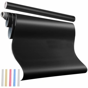 Tabla scolara sub forma de autocolant pentru scris cu creta, awwaline, neagra, 5 crete, 45 x 200 cm