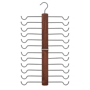 Umeras pliabil cu 12 suporturi pentru sutiene, awwaline, maro, lemn si otel, 53.5 x 30 cm