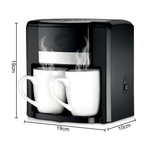 Cafetiera cu 2 cani din ceramica, Ackiliss, neagra, putere 1000W, filtru detasabil, 420 ml, oprire automata, ciclu dublu de preparare - Img 4