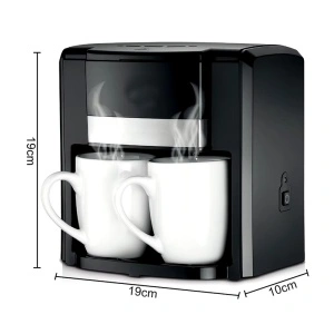 Cafetiera cu 2 cani din ceramica, Ackiliss, neagra, putere 1000W, filtru detasabil, 420 ml, oprire automata, ciclu dublu de preparare - Img 4