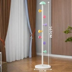 Cuier pentru haine, awwaline, alb, otel carbon, 7 carlige in forma de ciuperca, 167 x 30 cm - Img 4