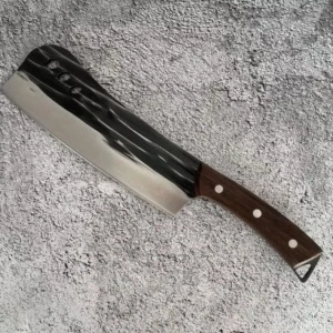 Cutit profesional otel inoxidabil forjat la rece, awwaline, 33 x 7 cm, lama 21 cm, Maro, Antiaderent, ideal pentru Tocat, Dezosat, Filetat, Decojit - Img 2