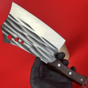 Cutit universal tip satar otel inoxidabil forjat la rece, awwaline, 29.5 x 10.5 cm, lama 17.7 cm, Maro, Antiaderent, ideal pentru Feliat, Transat, Tocat - Img 3