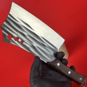 Cutit universal tip satar otel inoxidabil forjat la rece, awwaline, 29.5 x 10.5 cm, lama 17.7 cm, Maro, Antiaderent, ideal pentru Feliat, Transat, Tocat - Img 3