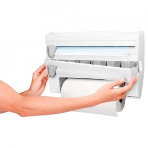 Dispenser de bucatarie 4 in 1, awwaline, pentru folie alimentara, rola de hartie, folie de aluminiu si alte accesorii - Img 4