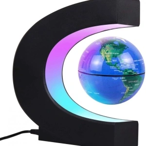 Glob pamantesc magnetic plutitor cu iluminare LED, awwaline®, albastru