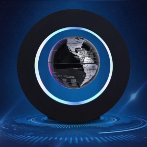 Glob pamantesc magnetic plutitor cu iluminare LED, awwaline, negru, rotund, 18 cm x 18 cm x 5 cm - Img 2