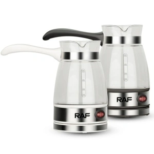 Ibric electric pentru cafea, RAF, alb/negru, putere 650W, capacitate 500ml, recipient sticla borosilicata, BPA Free, indicator luminos, ideala pentru cafea turceasca si greceasca - Img 3