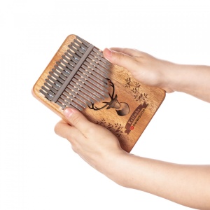 Kalimba, instrument muzical cu 17 Note, awwaline, lemn maro, model cerb - Img 4
