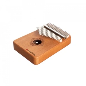 Kalimba, instrument muzical cu 17 Note, awwaline, lemn natur, model floral rotund - Img 2