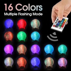 Lampa de veghe multicolor, awwaline, model luna 3D, 7 efecte, reincarcabila, portabila, suport lemn - Img 6
