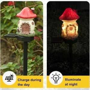 Lampa solara de gradina, awwaline, multicolor, model casuta din povesti AW-05, Senzor de lumina, IP65 impermeabil, 45 x 7 cm - Img 2