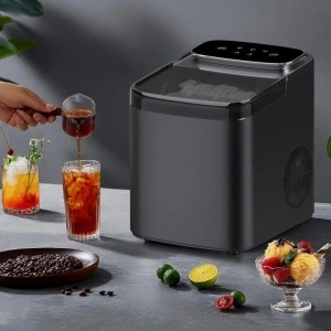 Masina cuburi de gheata, awwaline, neagra, 12kg/24h, functie de auto-curatare, compacta si rapida, 9 cuburi in 3 min, fereastra transparenta, Pentru Acasa, Petreceri, Bar - Img 3