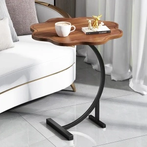 Masuta cafea forma floare, awwaline, lemn, maro, 39 x 39 x 60 cm - Img 5