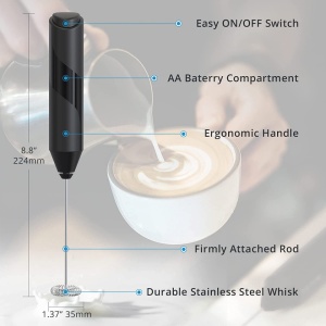 Mixer spuma de lapte, awwaline, negru, cu stand vertical, ideal pentru cappuccino, caffe latte, ciocolata calda - Img 8