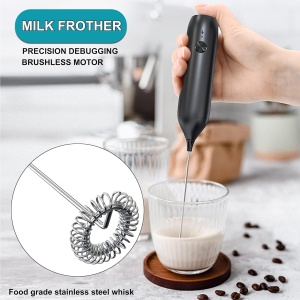 Mixer spuma de lapte, awwaline, negru, incarcare USB, ideal pentru cappuccino, caffe latte, ciocolata calda, cafea cu lapte - Img 3