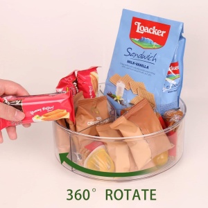 Organizator rotativ tip tava pentru frigider sau dulap, awwaline, transparenta, suprafata antialunecare, rotatie 360 grade, 23 x 23 x 7 cm - Img 5