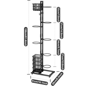 Organizator sportiv vertical, awwaline, negru, pentru mingi si articole sportive, ideal pentru sala de sport, garaj, curte, 28 x 41 x 156 cm - Img 5