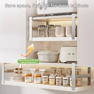 Raft extensibil suspendat pentru bucatarie, awwaline, alb, metal, 45-63 x 22 x 16.5 cm - Img 3