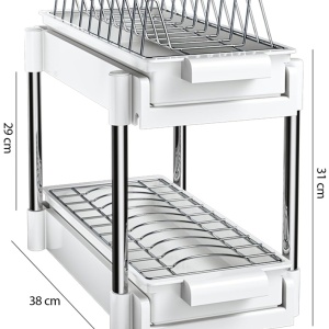 Scurgator vase cu 2 nivele, awwaline, alb, sistem de glisare si scurgere a apei, 38 x 20 x 31 cm - Img 8