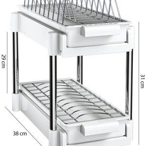 Scurgator vase cu 2 nivele, awwaline, alb, sistem de glisare si scurgere a apei, 38 x 20 x 31 cm - Img 8
