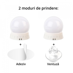 Set 10 becuri LED oglinda make-up, awwaline, intensitate reglabila, stil Hollywood, 3 moduri de iluminare, alimentare USB - Img 5