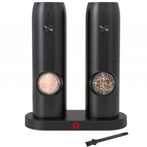 Set 2 rasnite electrice sare si piper, awwaline, negru, stand incarcare USB, perie curatare, Indicator LED, Grosime reglabila