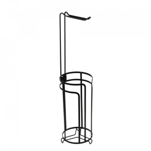 Set 2 suporturi hartie igienica cu depozitare, awwaline, negru, metal, 15 x 65 cm - Img 2