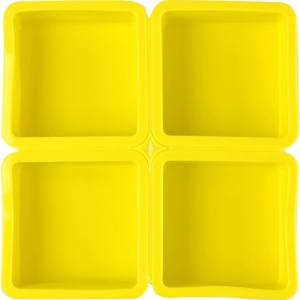 Set 4 forme silicon, awwaline, patrate, galben, ideale pentru briose, prajituri, oua, proiecte DIY, ceara, lumanari, sapun, rezistente la temperaturi -40 pana la 250 grade - Img 1