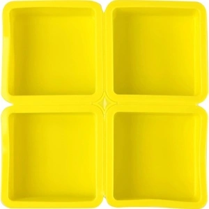 Set 4 forme silicon, awwaline, patrate, galben, ideale pentru briose, prajituri, oua, proiecte DIY, ceara, lumanari, sapun, rezistente la temperaturi -40 pana la 250 grade