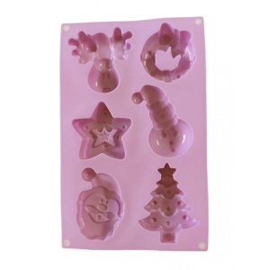 Set 6 forme silicon de Craciun, awwaline, roz deschis, ideale pentru ciocolata, bomboane, turta dulce, produse patiserie - Img 2