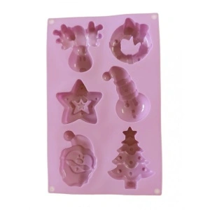 Set 6 forme silicon de Craciun, awwaline, roz deschis, ideale pentru ciocolata, bomboane, turta dulce, produse patiserie - Img 2