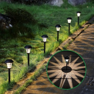 Set 6 Lampi Solare de gradina, awwaline, negru, Senzor de lumina, IP65 impermeabil, lumina LED calda, 3000K - Img 3