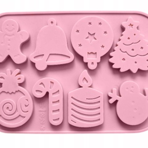 Set 8 forme silicon de Craciun, awwaline, roz, ideale pentru ciocolata, bomboane, turta dulce, produse patiserie