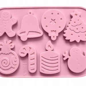 Set 8 forme silicon de Craciun, awwaline, roz, ideale pentru ciocolata, bomboane, turta dulce, produse patiserie