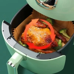 Set Hartie de Copt pentru Air Fryer, awwaline, patrat, maro, unica folosinta, 16 x 16 x 4.5 cm, ideale pentru friteuza, cuptor, cuptor cu microunde, non-toxice - Img 4