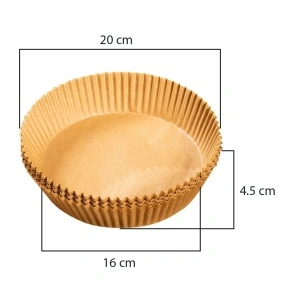 Set Hartie de Copt pentru Air Fryer, awwaline, rotund, maro, unica folosinta, 20 x 4.5 cm, ideale pentru friteuza, cuptor, cuptor cu microunde, non-toxice - Img 7