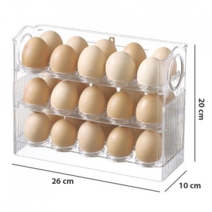 Suport organizator oua pentru frigider, awwaline, transparent, capacitate 30 oua, 26 x 10 x 20 cm - Img 8