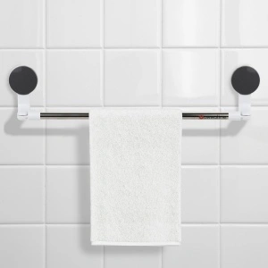 Suport pentru prosoape, awwaline, alb, 50 cm, prindere cu ventuza, permite montarea pe colt - Img 3