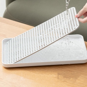 Suport pentru scurgere pahare/tacamuri, awwaline, alb, plastic, 38 x 22.4 x 2.3 cm - Img 3