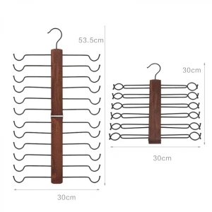 Umeras pliabil cu 12 suporturi pentru sutiene, awwaline, maro, lemn si otel, 53.5 x 30 cm - Img 2