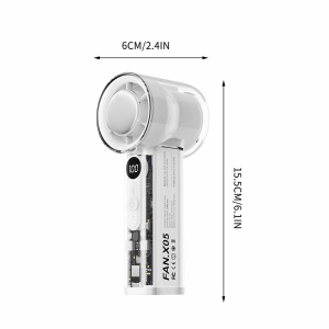 Ventilator portabil cu 5 viteze, awwaline, alb, racitor de aer, efect de gheata, afisaj digital, 3000mAh viata lunga, incarcare rapida TYPE-C, cu snur - Img 6